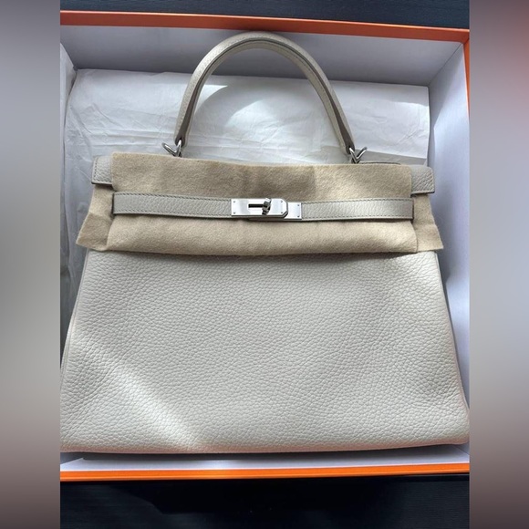 Hermes Kelly 32 cm Beton color ,Togo leather ,silver hardware - Picture 3 of 16